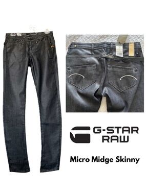 NWT G-Star RAW Micro Midge Skinny Jeans in Grey Comfort Glass Denim Size W27/L32